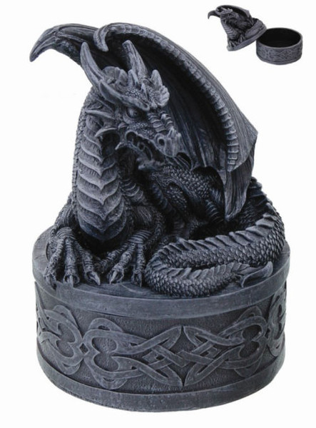Hide Your Stash - Celtic Dragon Lidded Box Statue